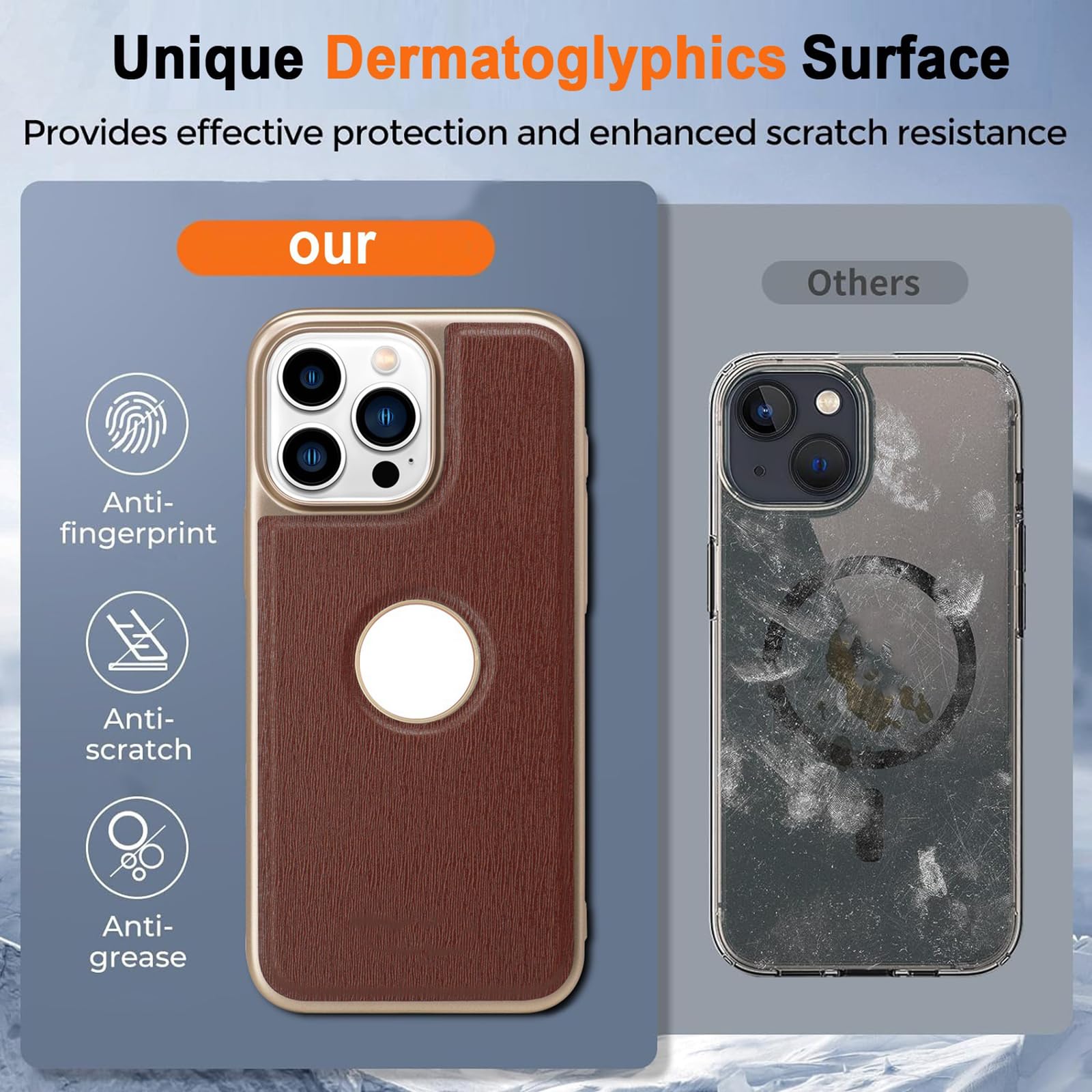 Smukłe etui do iPhone 16 Pro Max/16 Pro/16 Plus/16, wzór kory skóra biznesowa galwanizowane etui z widokiem logo etui ochronne, niebieski, 16