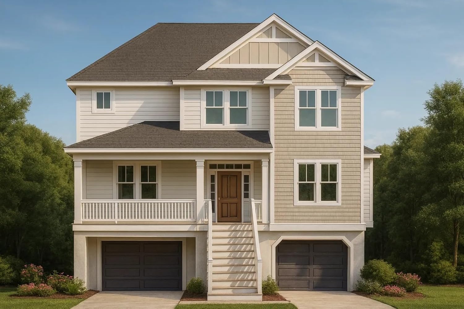 12-2483 HOUSE PLAN - Elegant Beach House Plan with Detailed CAD Blueprint Designs