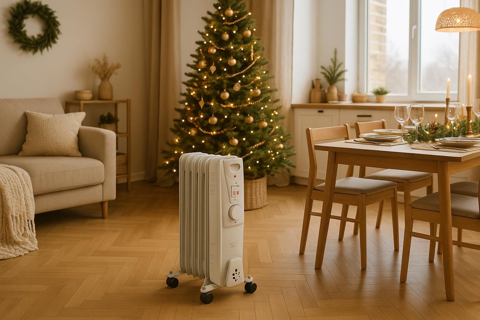 Radiateur mobile bain d'huile 1000W - blanc - Voltman