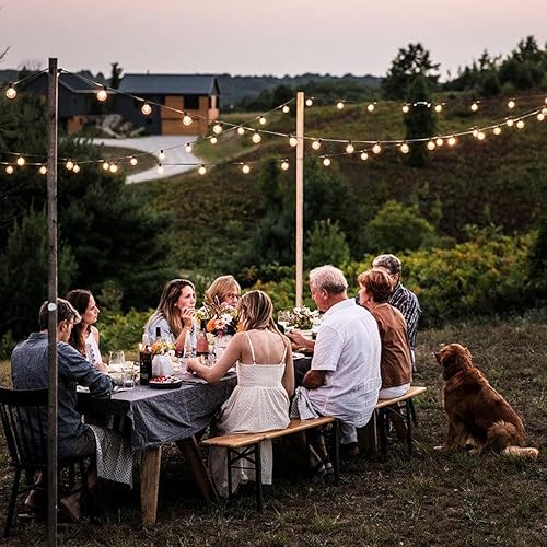 Miniatura 6 de ZYK Guirnalda de luces solares LED impermeables para interiores y exteriores, con 25 bombillas, luces de patio de 27 pies para terraza, patio,