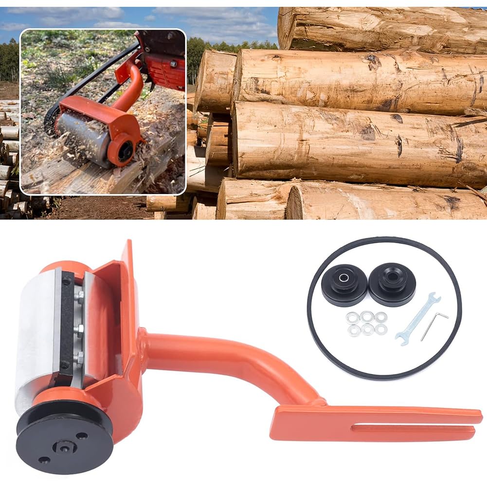 Accesorio para descortezar troncos de motosierra, herramienta de descortezado de madera accionada por correa trapezoidal de acero con cuchillas de repuesto para procesamiento de madera