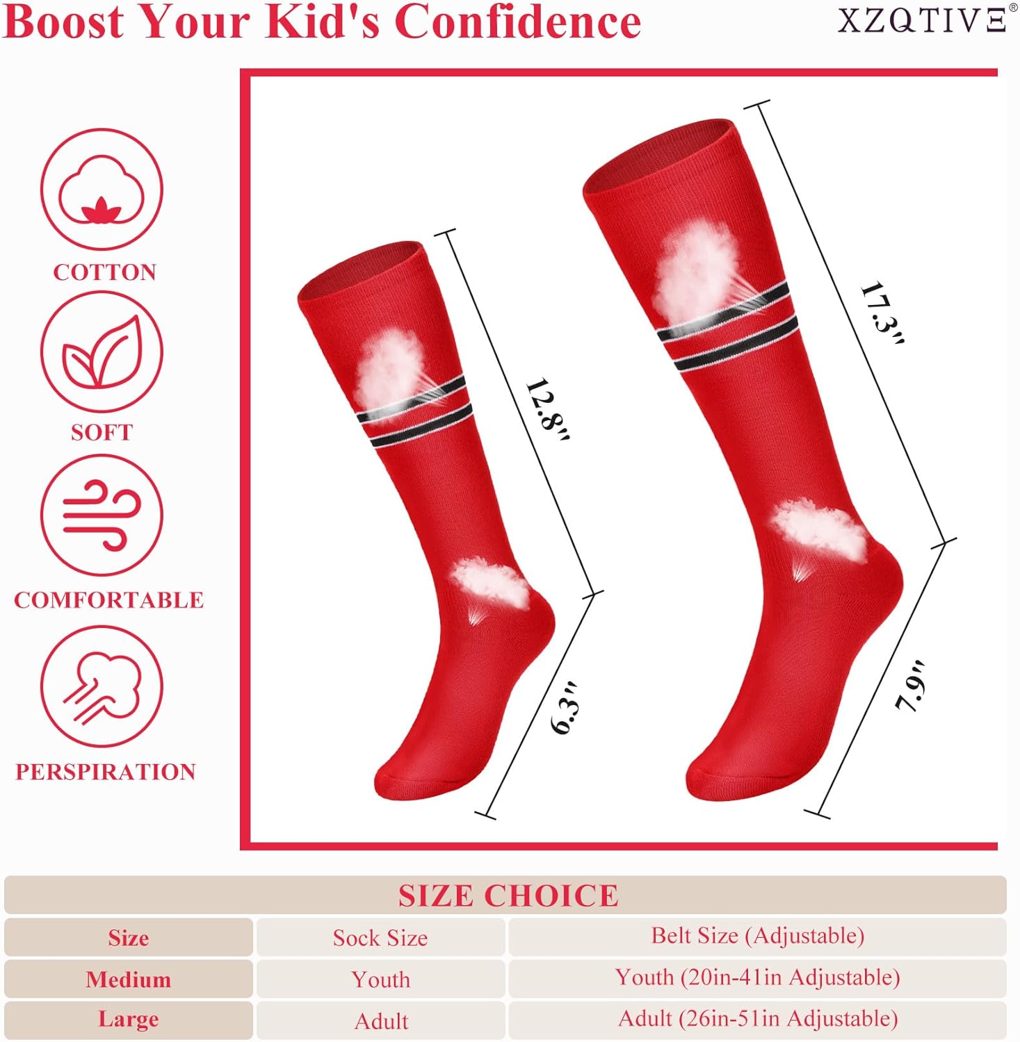 XZQTIVE Baseball Socks and Belt Combo Set - Adjustable Elastic Softball Belts and Socks for Youth Boys Grils and Adult - Image 3