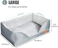 Vista 3 de Fida Cama ortopédica para perros con base de espuma viscoelástica, sofá de salón para perros con funda extraíble lavable, sofá cama para mascotas