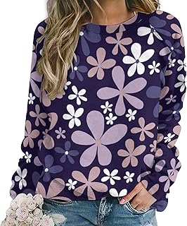 Sponsored Ad - ZOCAVIA Womens Boho Floral Sweatshirts Novelty Graphic Crewneck Long Sleeve Shirts Oversized Fall Casual Fl...