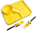 Dinneractive Dining Set for Kids - 3 PC Construction Themed Dinnerware - Tractor Utensils - Toddler Plates - Baby Dishes