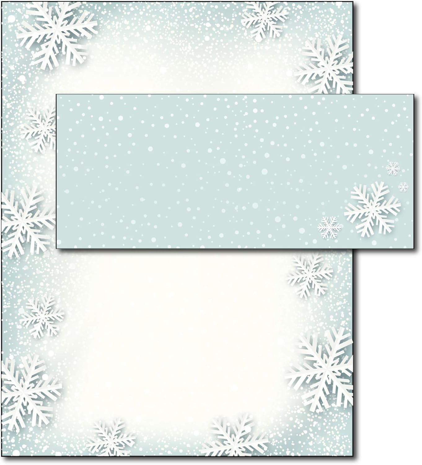 40 Sets - Paper Snowflakes Holiday Paper & Envelopes - 8.5 x 11 Holiday Letterhead Set for Inkjet or Laser Printers – Christmas Writing Paper with Matching Envelopes