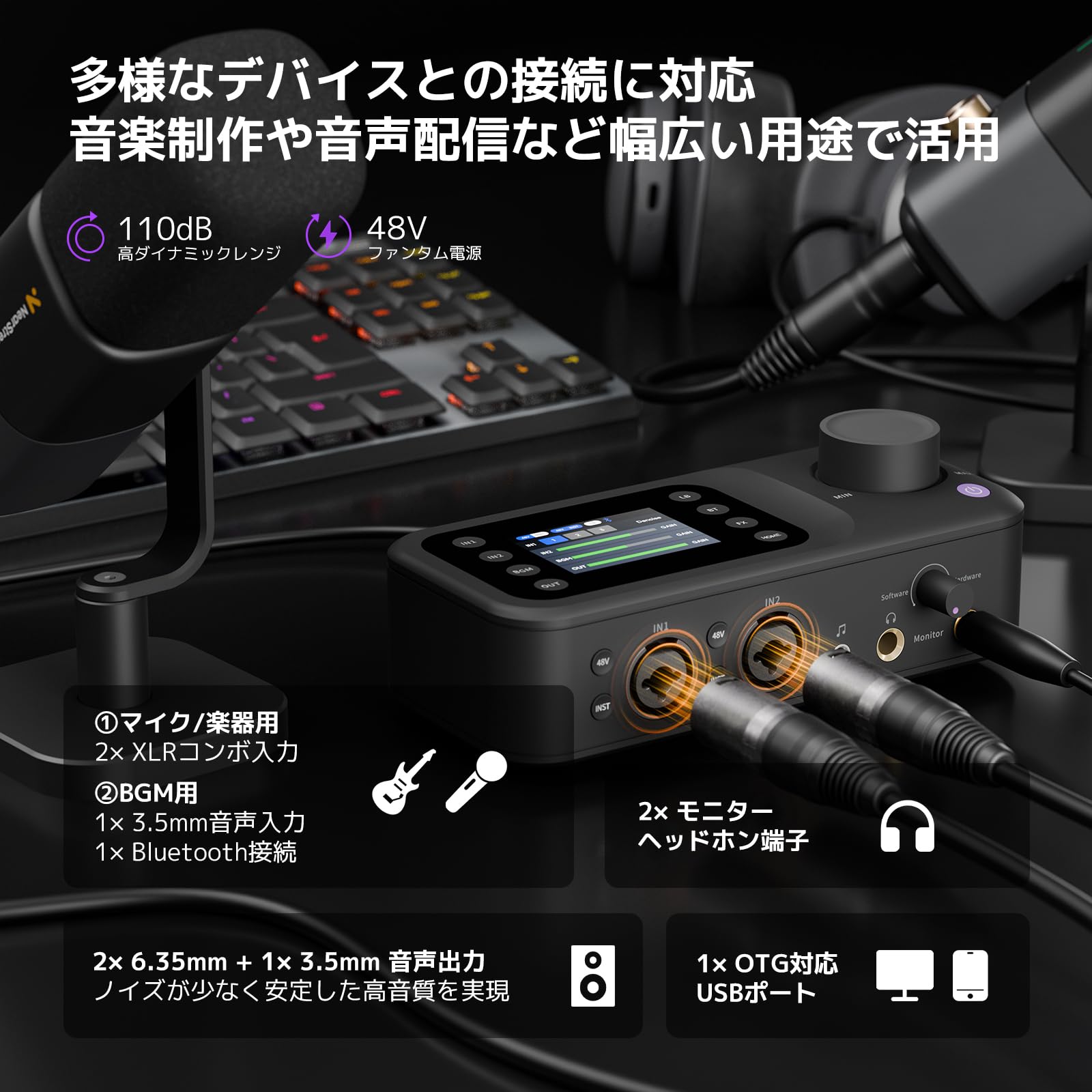 Amazon.co.jp: NearStream AMIX40U Audio Interface, USB Audio Mixer