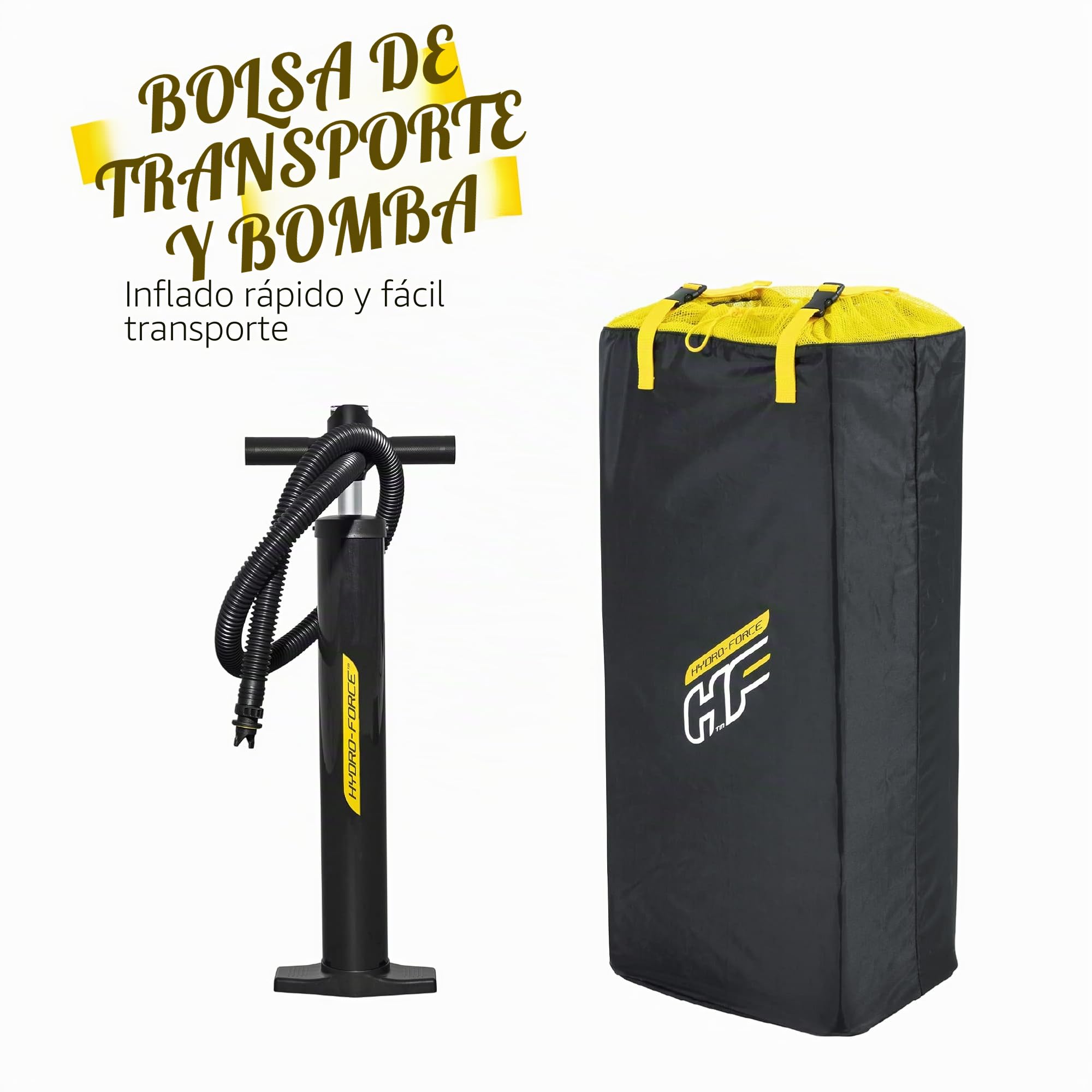 Bestway Hydro-Force Tabla de Remo Inflable | Juego Completo con Bomba de Mano, Bolsa de Viaje y Ventana integrada, Varios tamaños