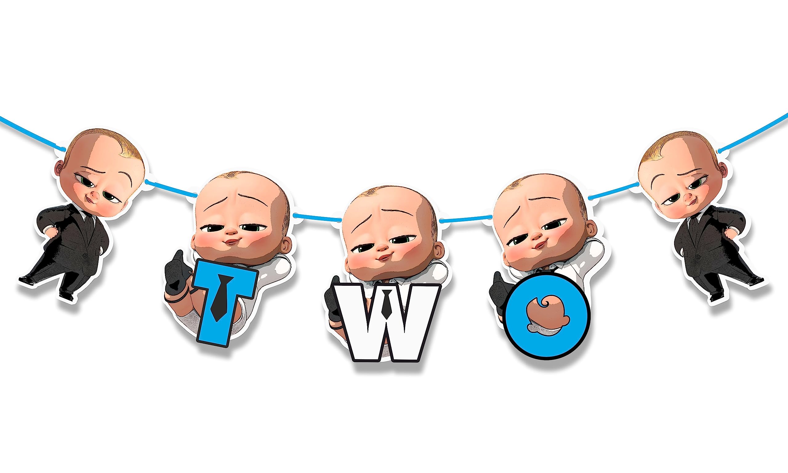 Bby Boss "TWO" Banner Decoration for 2nd Birthday Party – Bby Boss Theme Second Birthday Garland – Cute Hanging Banner – Boss Bby Style Party Backdrop