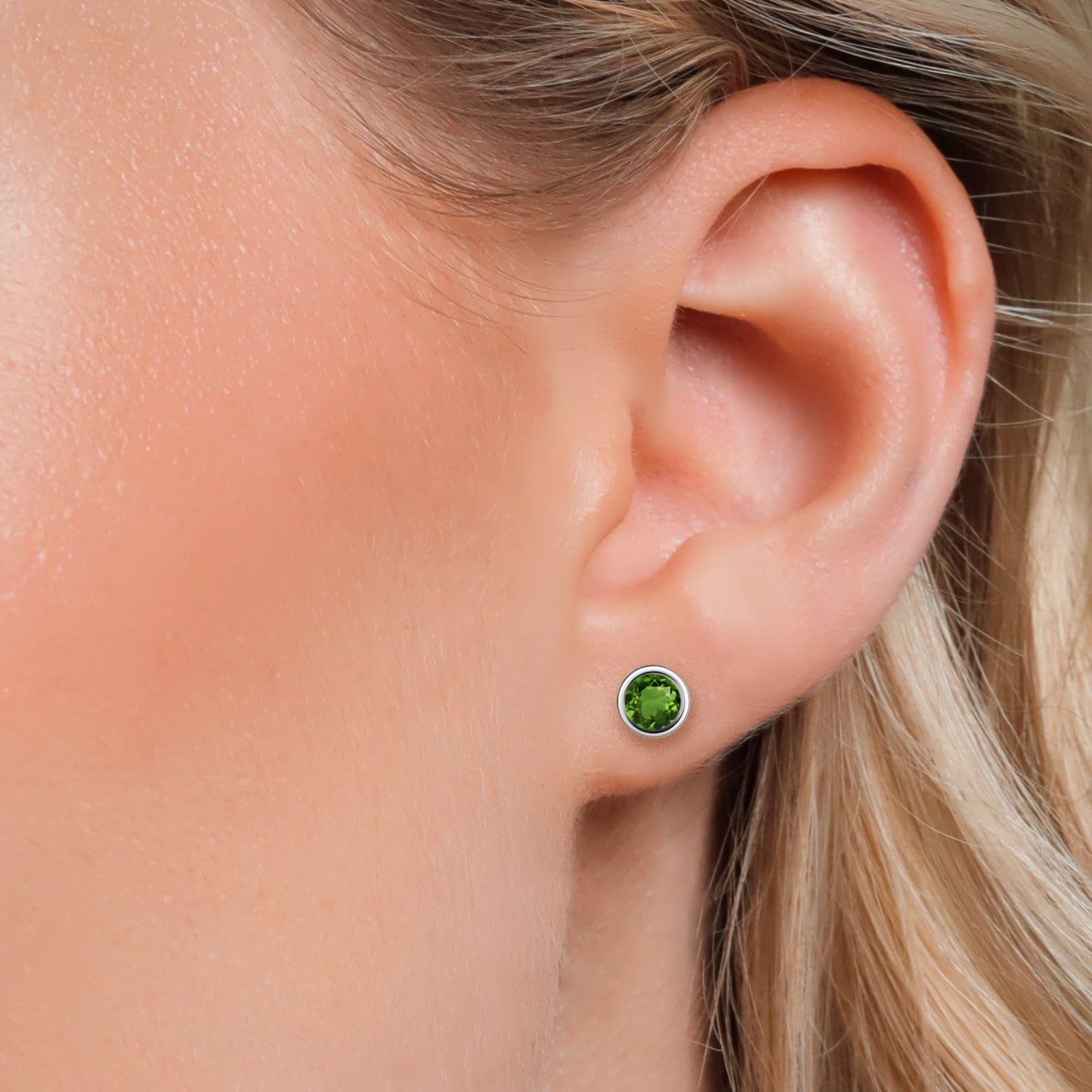 Gem Stone King Stud Earrings For Women Men in 14K White Gold | 5MM Round Gemstone Birthstone | Fine Jewelry Gifts for Her Mom Women Wife