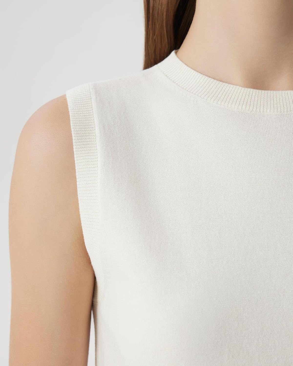 SUUKSESS Women Silk Cashmere Blend Crew Neck Sweater Vests Sleeveless Tank Tops - Image 5