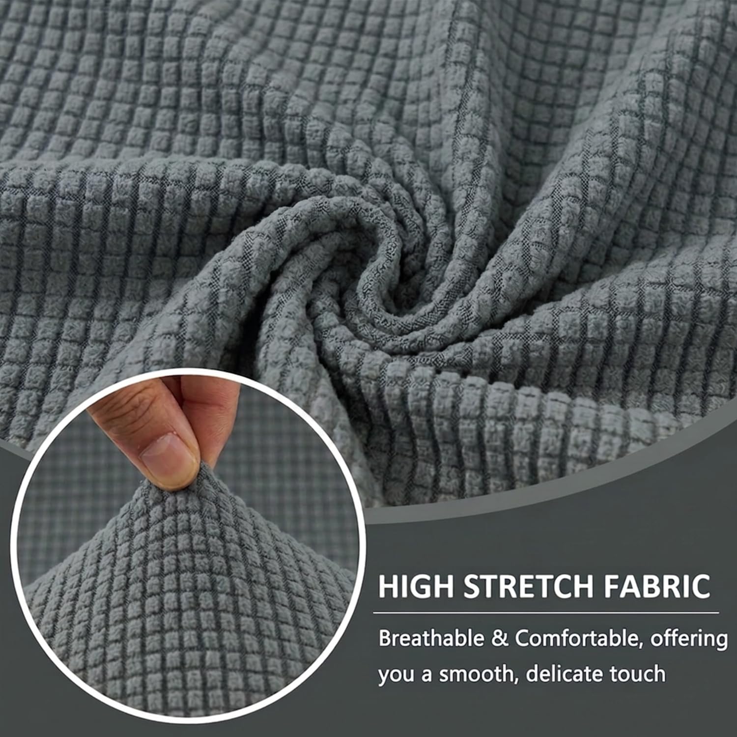Mateju Copridivano Senza Braccioli Elasticizzato, Jacquard Pigro Copridivano Fodera per Sedia 1 Posti | Antiscivolo Sofa Protettore per Soggiorno Sedia Hotel Salotto -Grigio Scuro