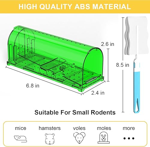 Miniatura 2 de Paquete de 4 trampas humanas para ratones de 93 agujeros para interiores y exteriores, trampas para ratones de captura y liberación en vivo,