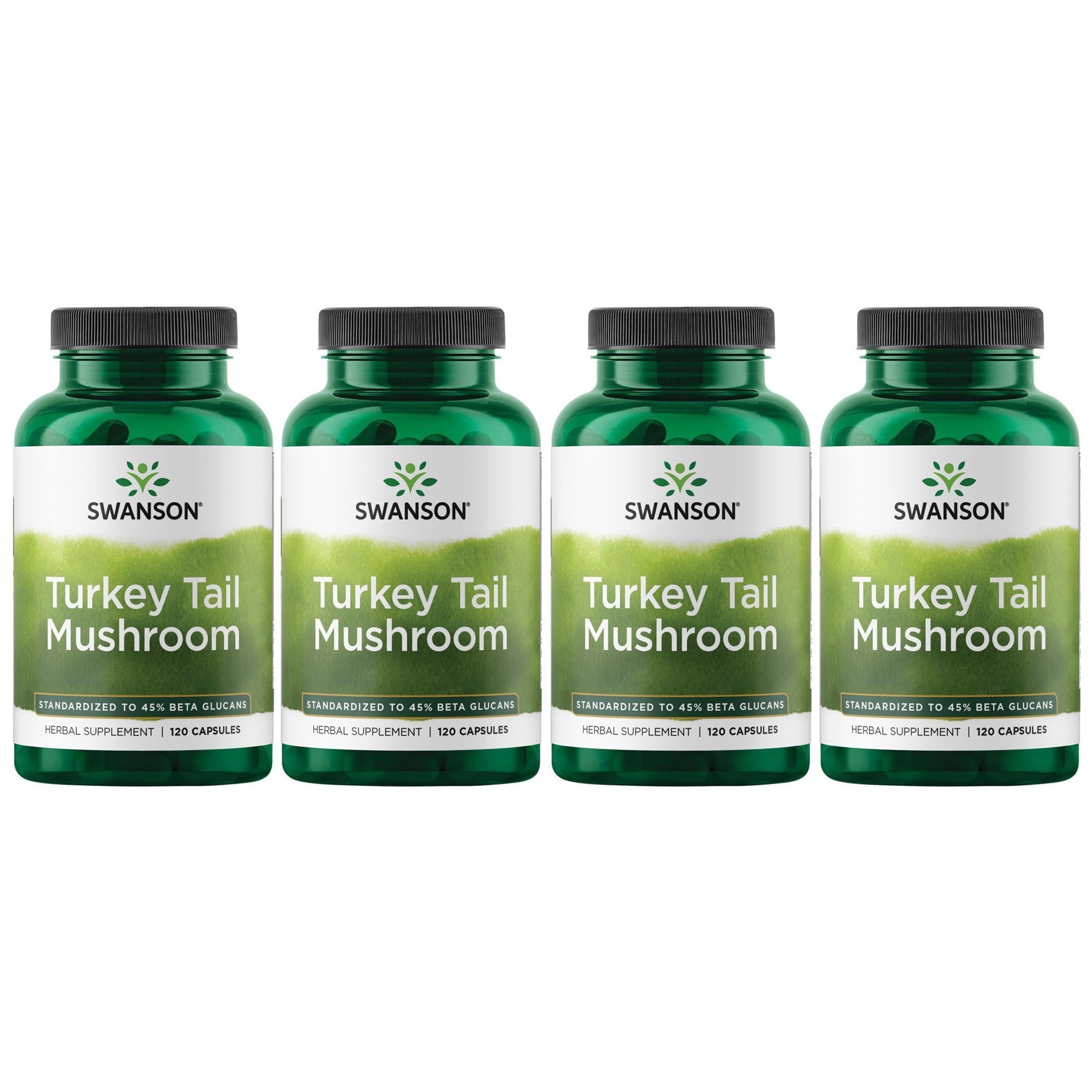 Swanson Turkey Tail Mushroom, 500 mg, 120 Capsules, 4 Pack 120 Count (Pack of 4)