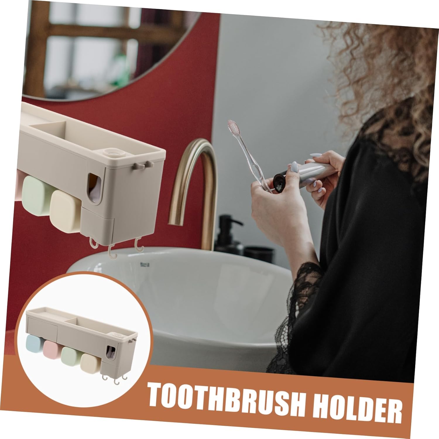 Ciieeo Automatic Toothpaste Dispenser and Wall-Mounted Toothbrush Holder Set Bathroom Organizer for Efficient Storage Compact Design for Use