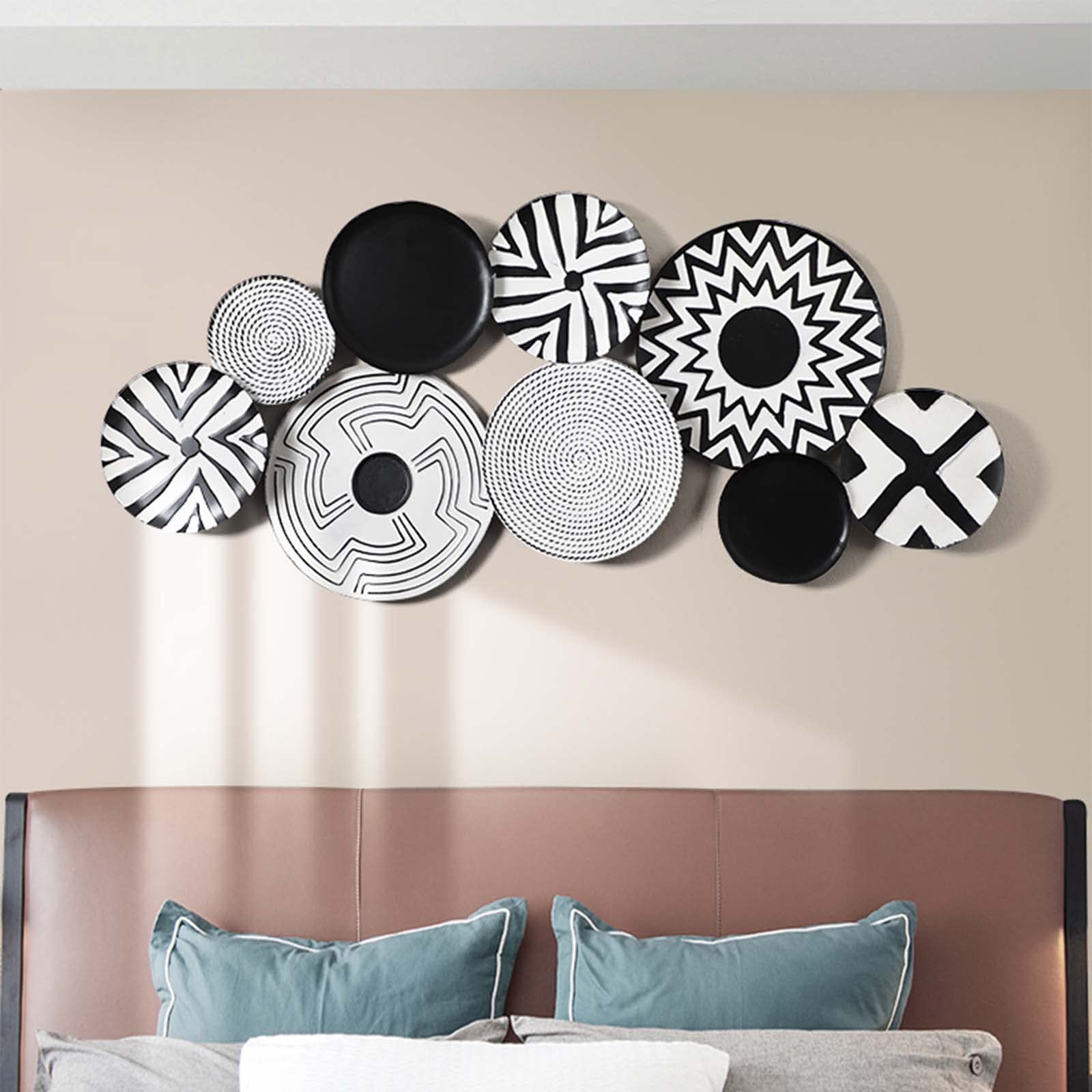 Decoración De Pared De Metal Decoración De Pared De Hierro Simple Nórdica Hecha A Mano Decoración De Pared De Fondo Tridimensional Decoración De Restaurante De Casa En Blanco Y Negro Clásico