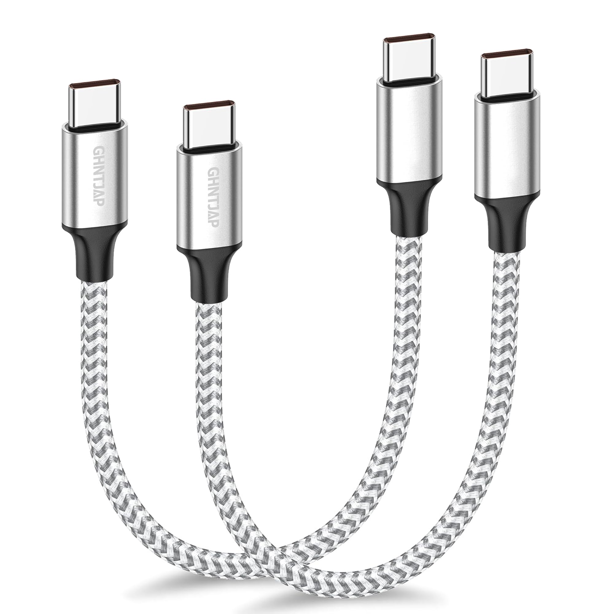 GHNTJAP USB C to USB C ケーブル 0.2M 2本セット Type C ケーブル 短い PD 60W急速充電 USB2.0データ転送 ナイロン iPhone17/16/15、Galaxy、iPad、MacBook Pro等タイプc機種対応 20センチ