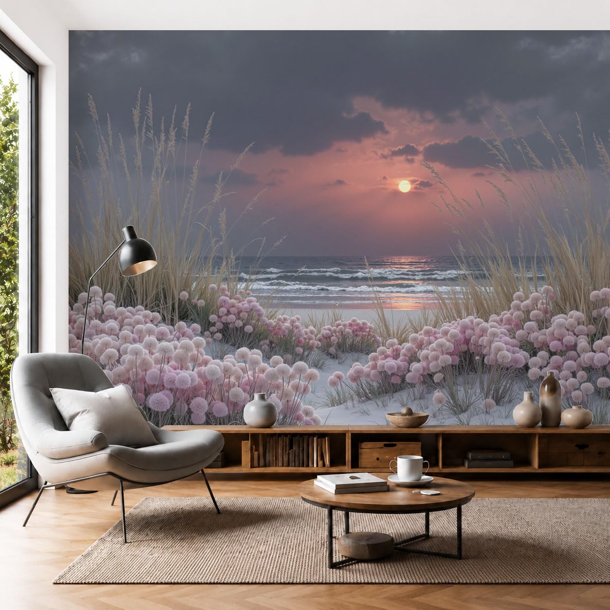Papier peint panoramique soie de luxe paysage de dunes d'architecte