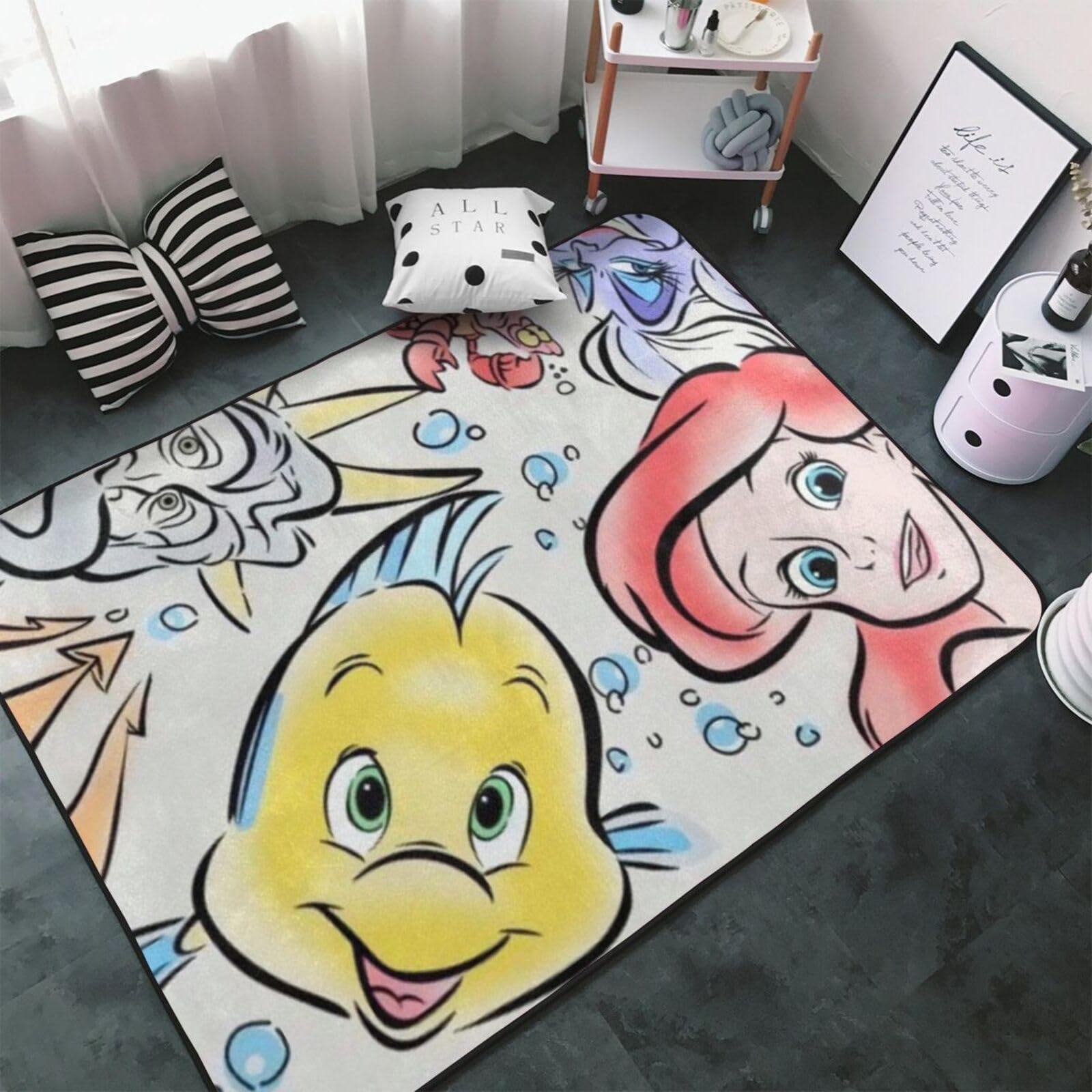 Amazon | リトルマーメイド アリエル カーペット 長方形 ラグマット