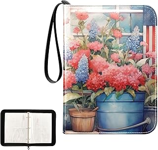 Flowerpot American Falg Waterproof Trading Card Binder,400-Pocket Trading Album Display Holder,Display Case with Card Sleeves Set for Soccer Card,Gaming Cards,and Other TCG 2011738