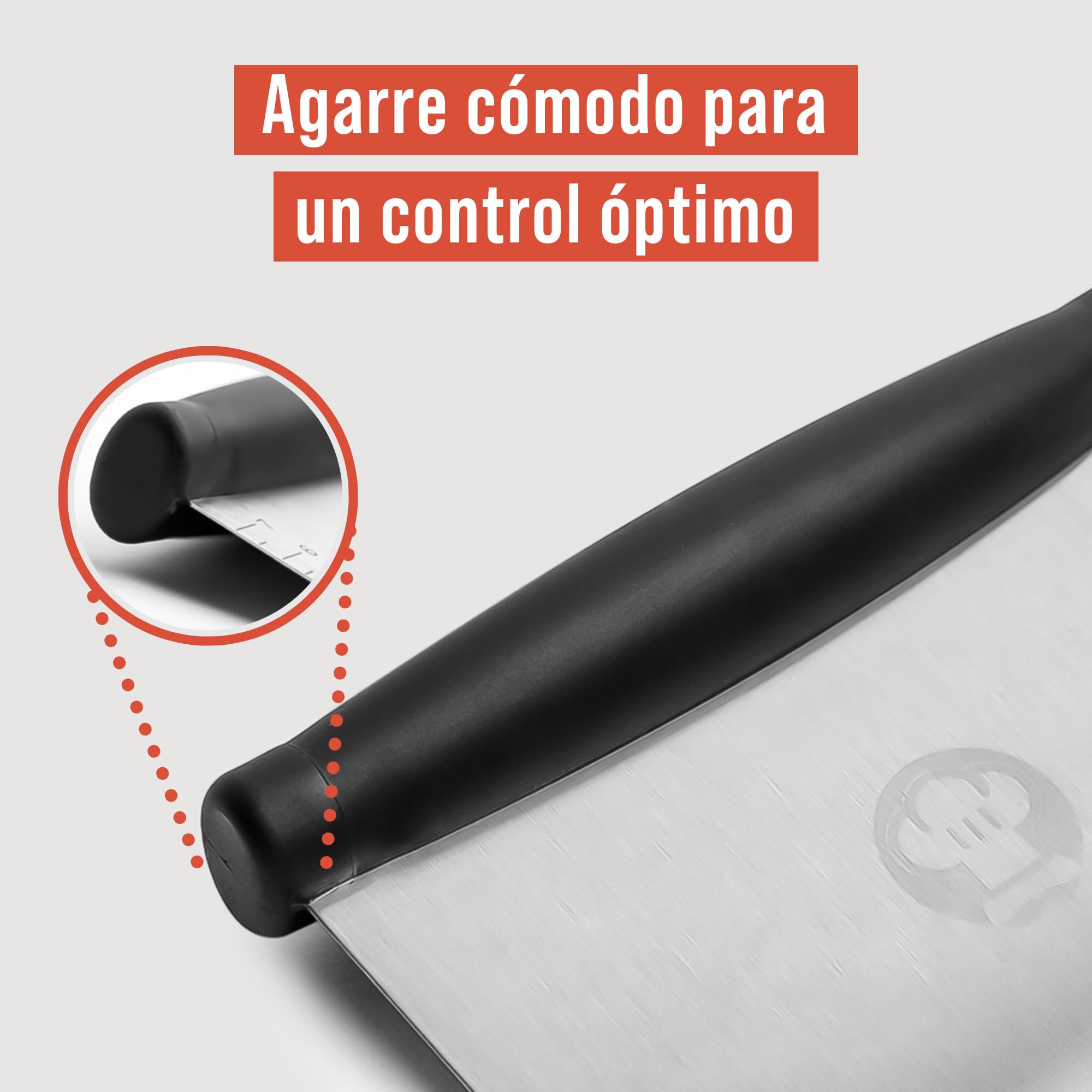 Chef Pomodoro Rascador de Masa para Pizza – Herramienta de Cocina de Acero Inoxidable, Cortador de Masa, Espátula de Masa de Pizza, Rascador de Acero Inoxidable (15 cm)