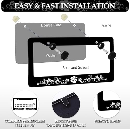 Miniatura 9 de Marco de matrícula de mariposa  Paquete de 2 cubiertas de acero inoxidable con estampado de mariposas azules, accesorios decorativos con tornillos
