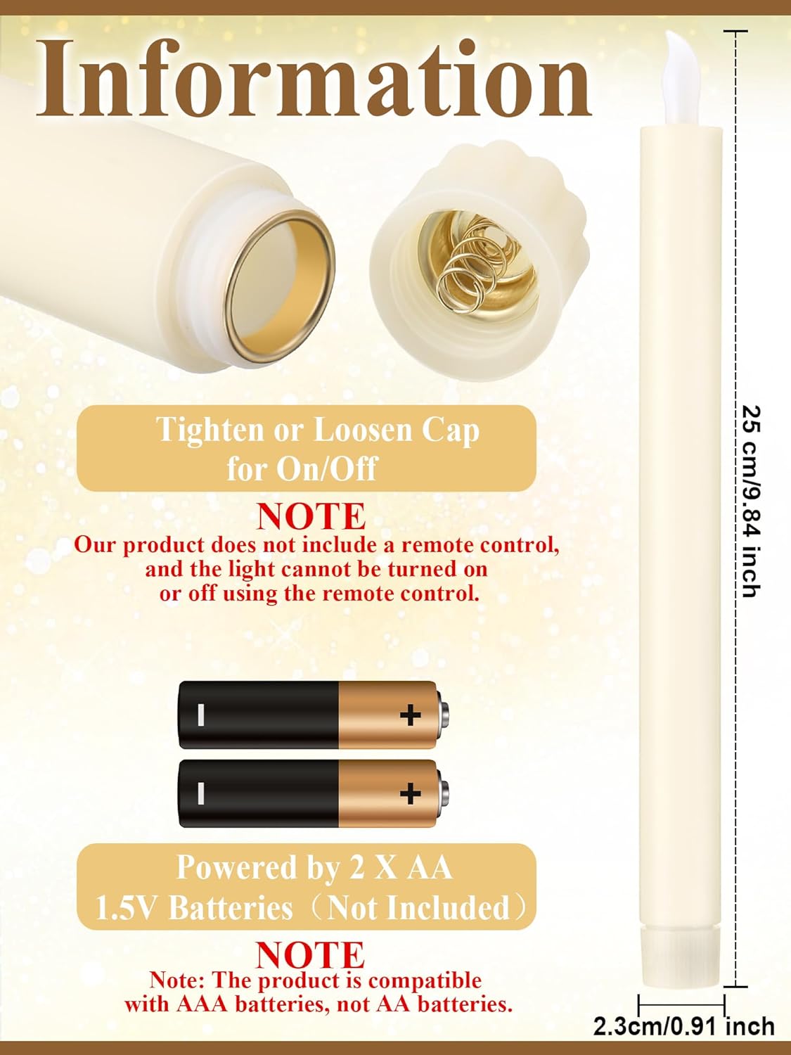 Treela 24 Pcs Flameless Taper Candles Battery Operated Bulk Fake Candles Light LED Candle Sticks Flickering Tapered for Easter Wedding Anniversary Decoration(Simple,10 Inch,Ivory) Simple 10 Inch Ivory