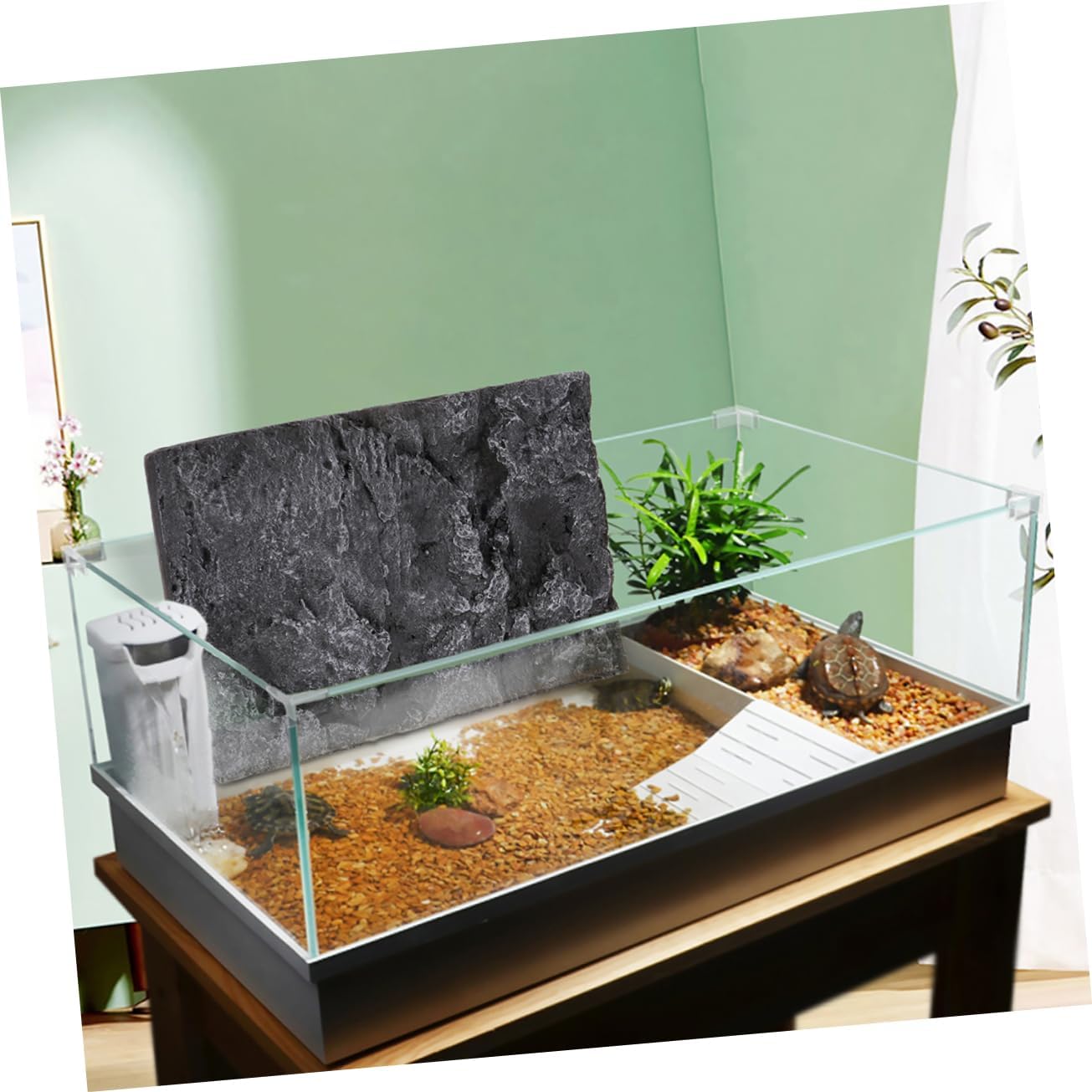 2pcs Reptile Tank Background Board Imitation Landscape Decor for Aquariums Turtle Tanks and Terrariums and Easy to Install Design