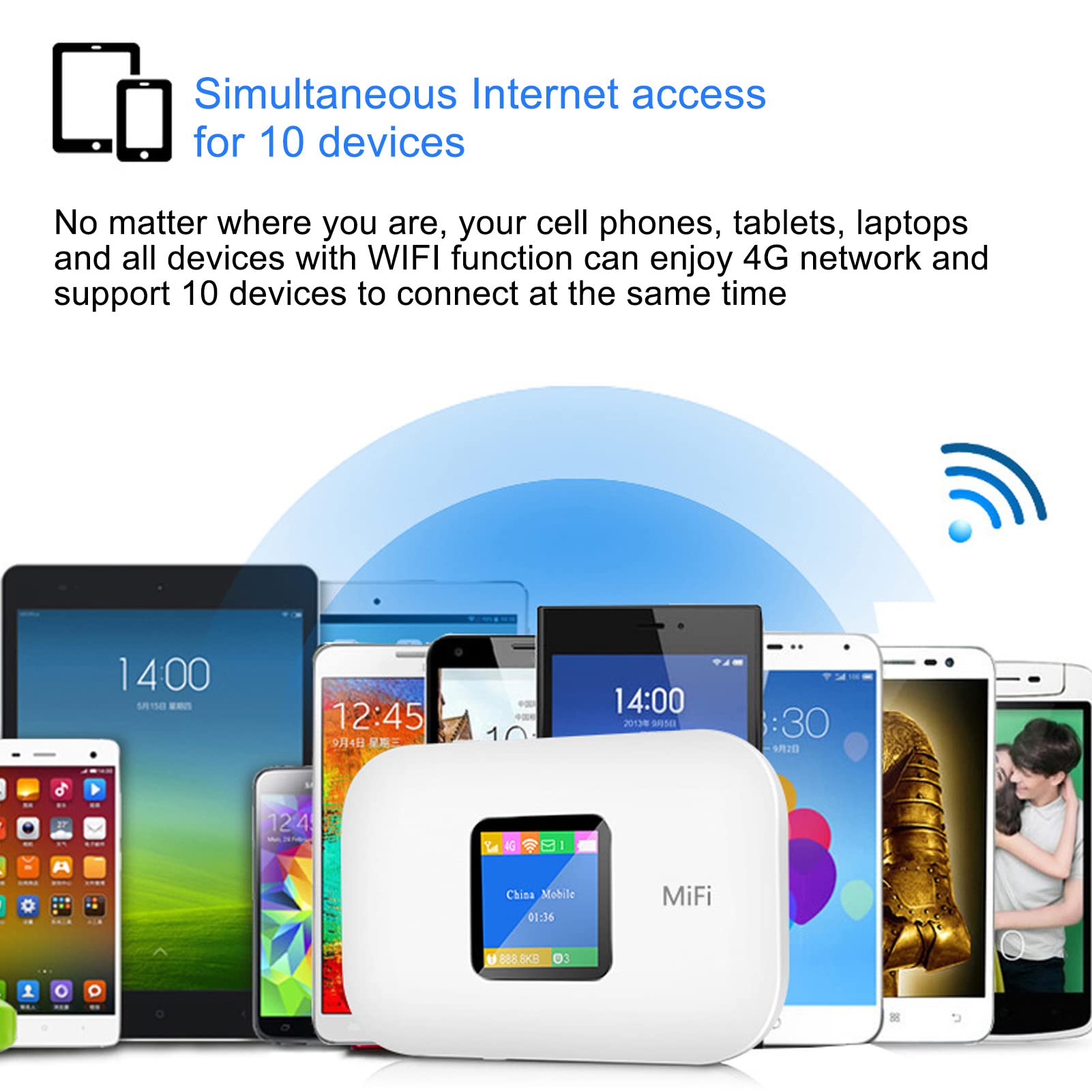 Mobilny Hotspot WiFi, M9 4G LTE Odblokowane Urządzenie Hotspot WiFi, Obsługa 150 Mb/s 10 Użytkowników, Przenośny Router WiFi z Gniazdem Karty SIM do Podróży