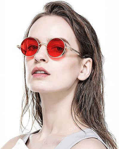 Miniatura 2 de AIEYEZO Round Steampunk Sunglasses for Men Women Retro Gothic Sun Glasses Round Metal Frame Ladies Shades