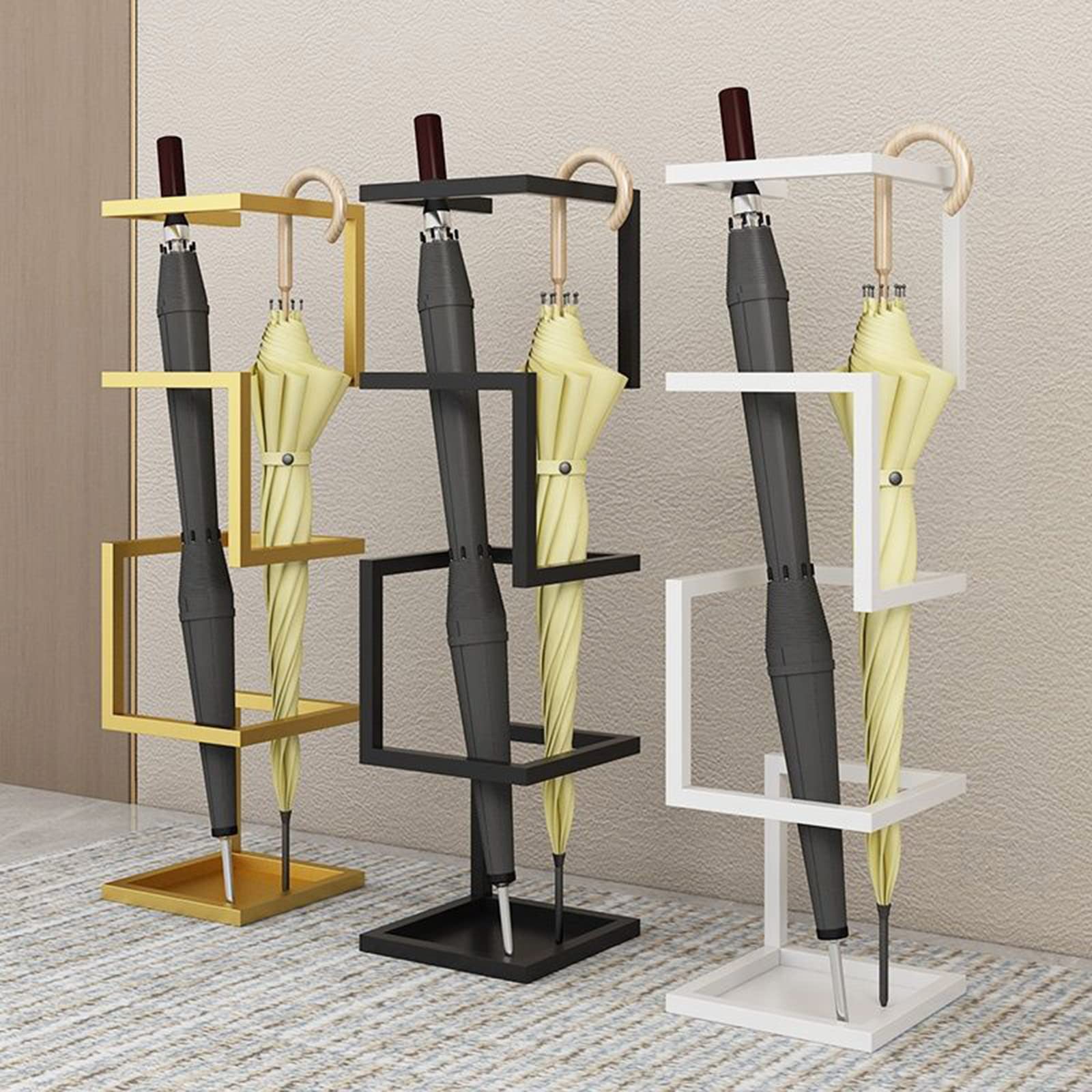 Portaombrelli quadrato in metallo resistente, elegante ingresso per corridoio e porta d'ingresso, perfetto per uso domestico e ufficio e design salvaspazio