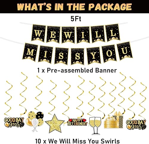 Miniatura 3 de 184 piezas We Will Miss You - Platos de papel desechables para fiestas, servilletas, vasos, mantel, pancarta, despedida, postre, pastel, cena,