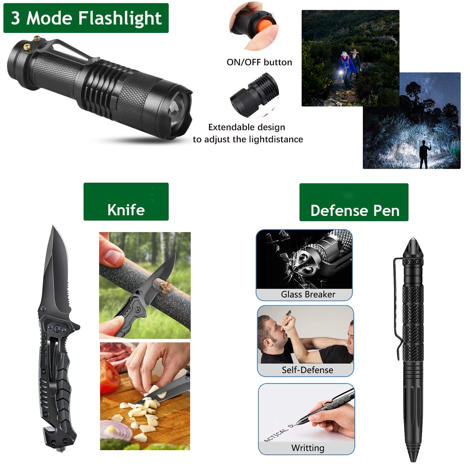 21 in 1 Survival Kit, Outdoor Ausrüstung, Survival Ausrüstung für Camping, Bushcraft, Wandern, Jagd, Abenteuer, für Männer, Väter