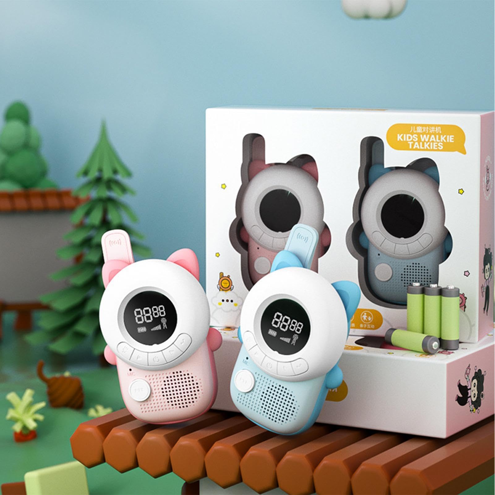 Kinder Walkie-Talkies 2-teiliges LCD-Display mit Taschenlampe tragbar und | 2-Wege Outdoor Walkie-Talkies für und Mädchen Outdoor Reisen Garten Urlaub Geburtstag Party