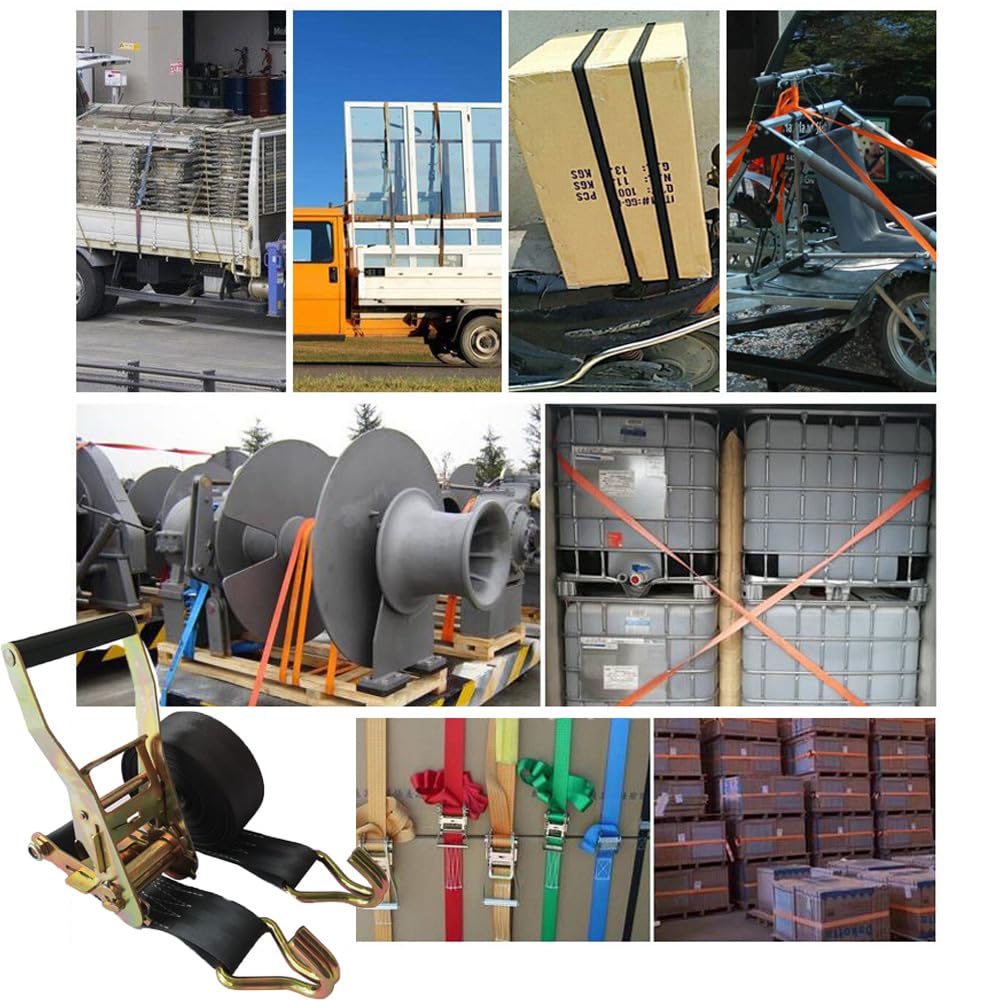 15m Spanngurte mit Ratsche und Haken Breite 5cm Zurrgurte Schwarz 5000kg Reißfestigkeit Befestigungsgurt Auto Ratschengurte LKW Ladungssicherung Materialtransport Tragfähiger Gurt für Fracht