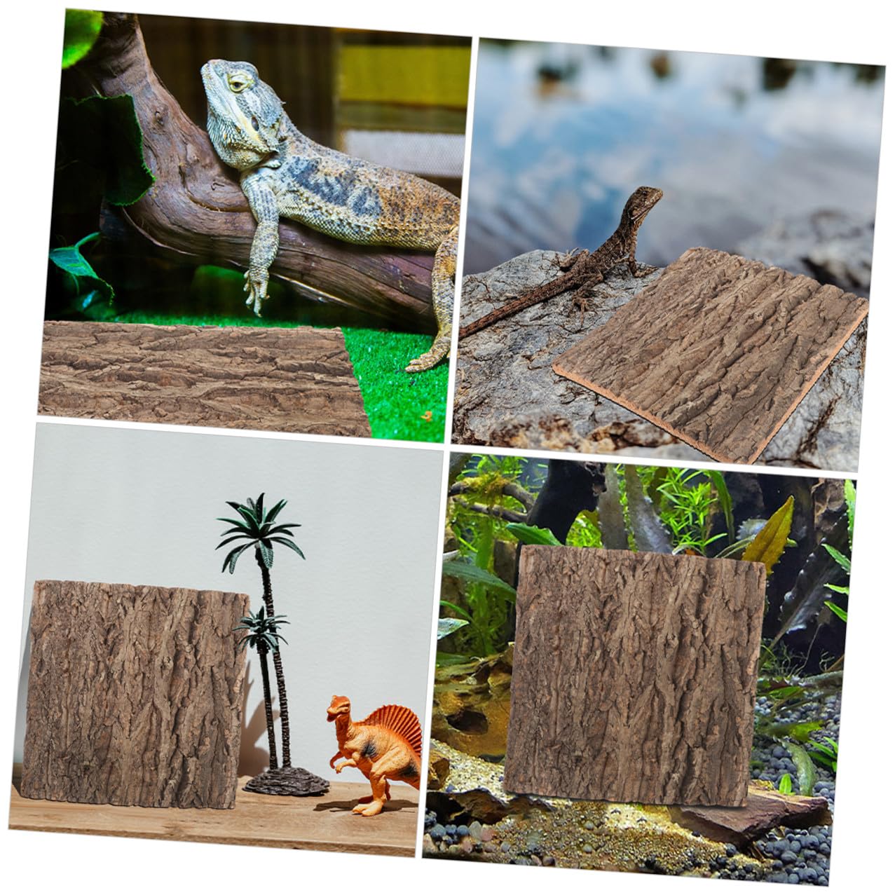 Lot de 2 Panneaux en Écorce de Liège Naturel pour Terrarium et Aquarium, Décor Mural Vert Unique, Installation Facile et Usage Polyvalent pour Poissons et Reptiles