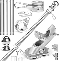 Anovo 6FT Stainless Steel Flag Pole Kit with 360° Rotating Rings, Adjustable 45°/90° Mount for Porch & Outdoor Use - Rust-Proof & Sturdy