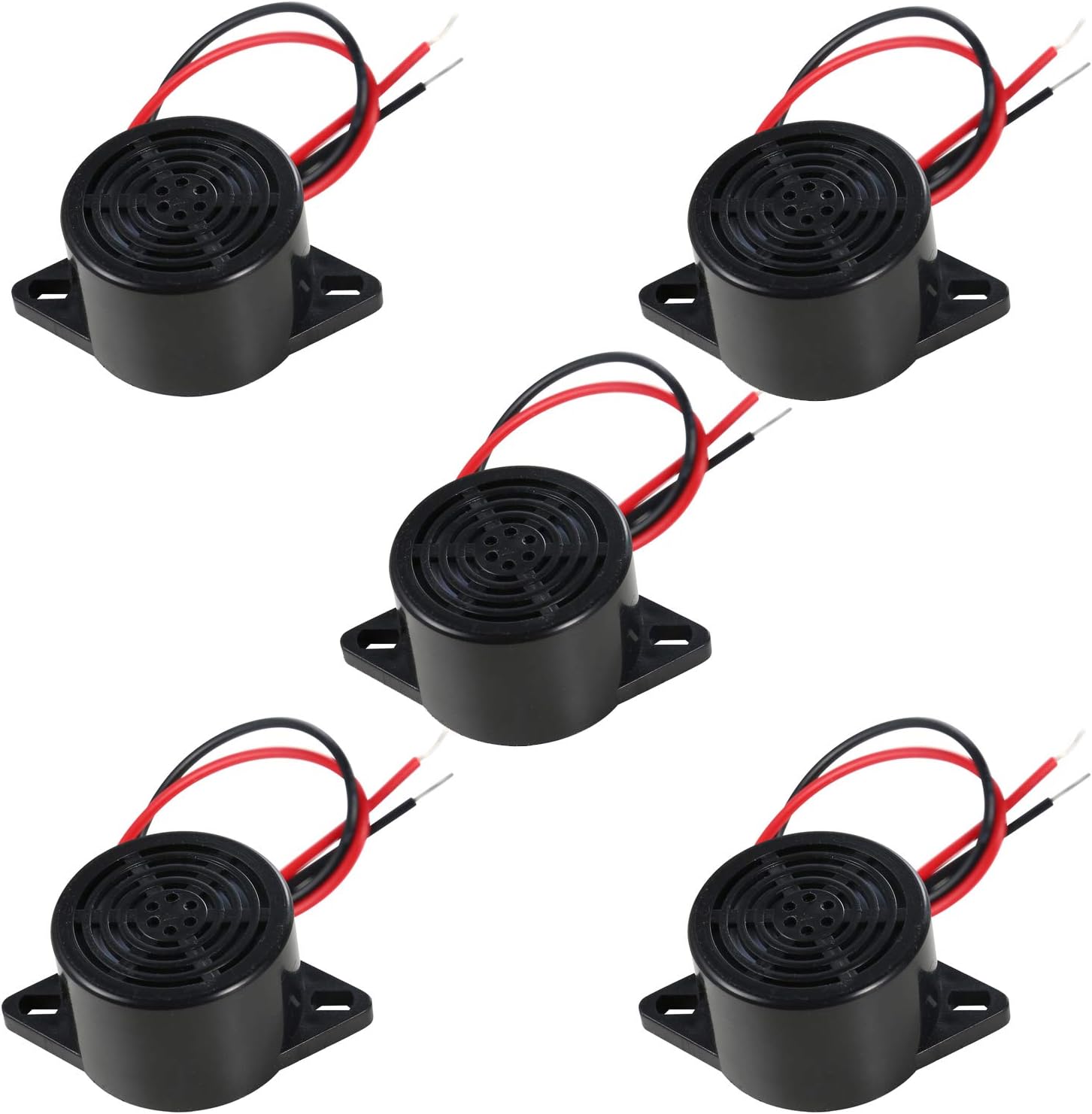 75dB Mechanical Buzzer Sounder with Leads 12VDC Continuous Beep for Access Control and Buzz-in Systems (Pack of 5)