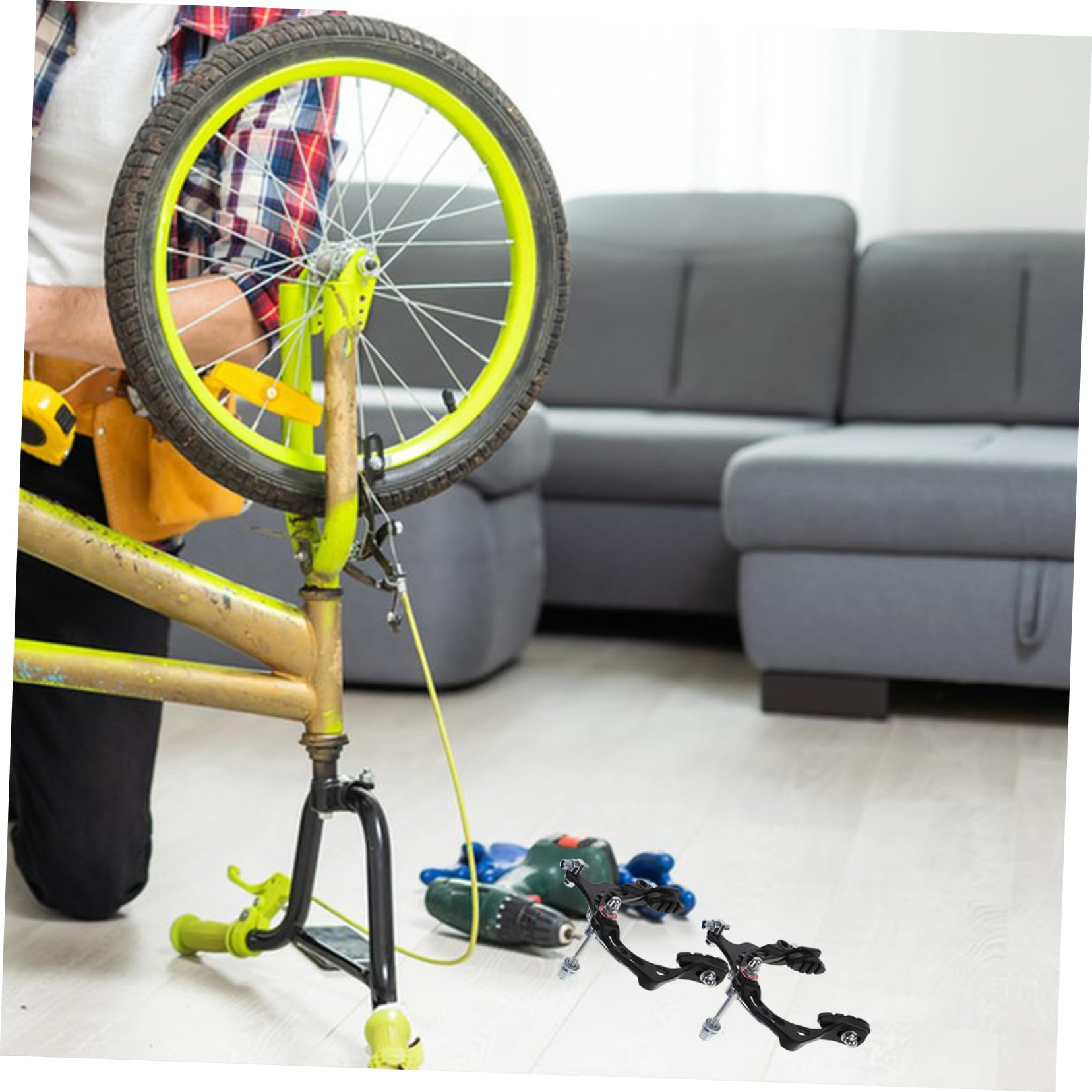 GAROZATION 2pcs Aluminum Alloy Bike Brake Clamp Set Professional Front Rear Calipers for Bicycle Easy Installation