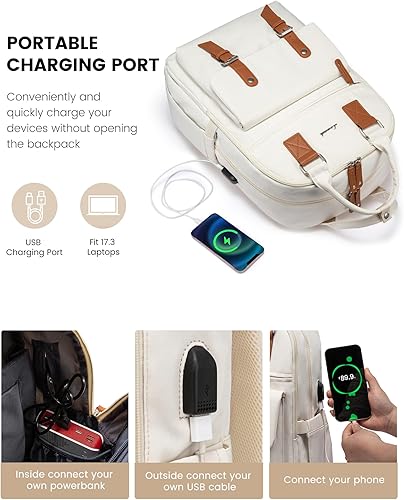 Miniatura 4 de LOVEVOOK Mochila para laptop para mujer mochila vintage de viaje de negocios con puerto de carga USB bolsa de computadora para profesores médicos
