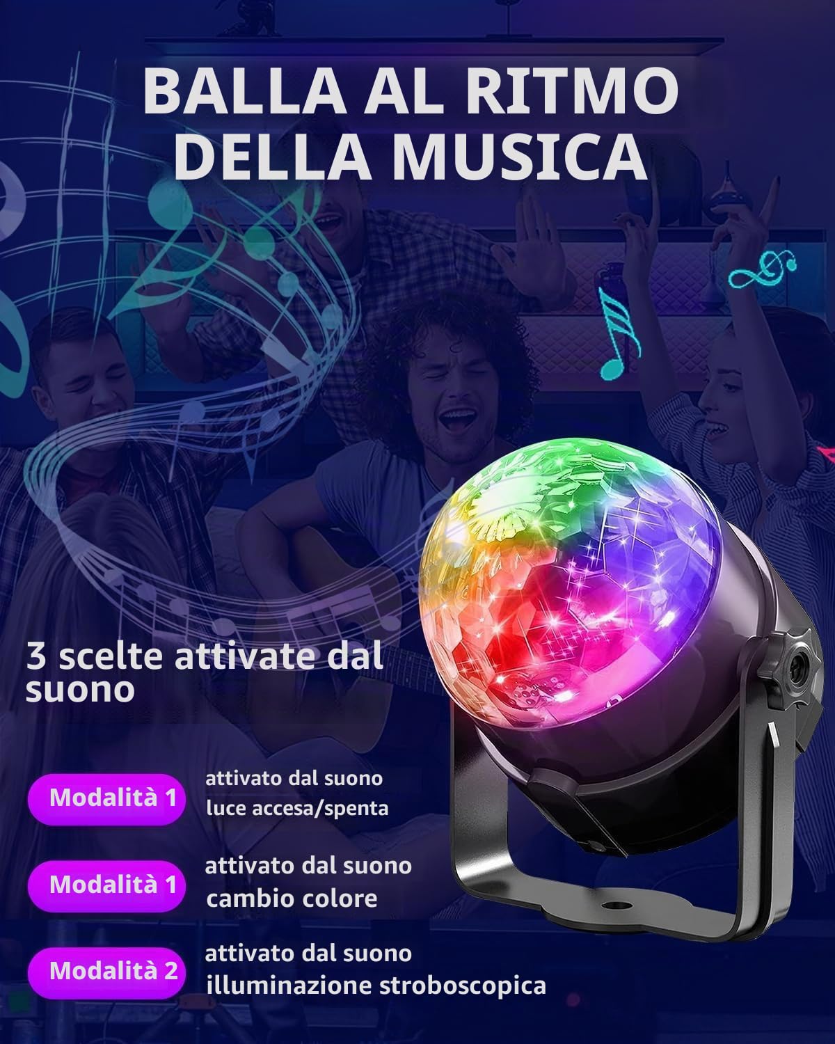Set di luce per discoteca a 3 parti, sfera disco in materiale ABS con telecomando, lampada strobo DJ, adatta per decorazioni luminose in matrimoni/KTV karaoke/cene di compleanno.