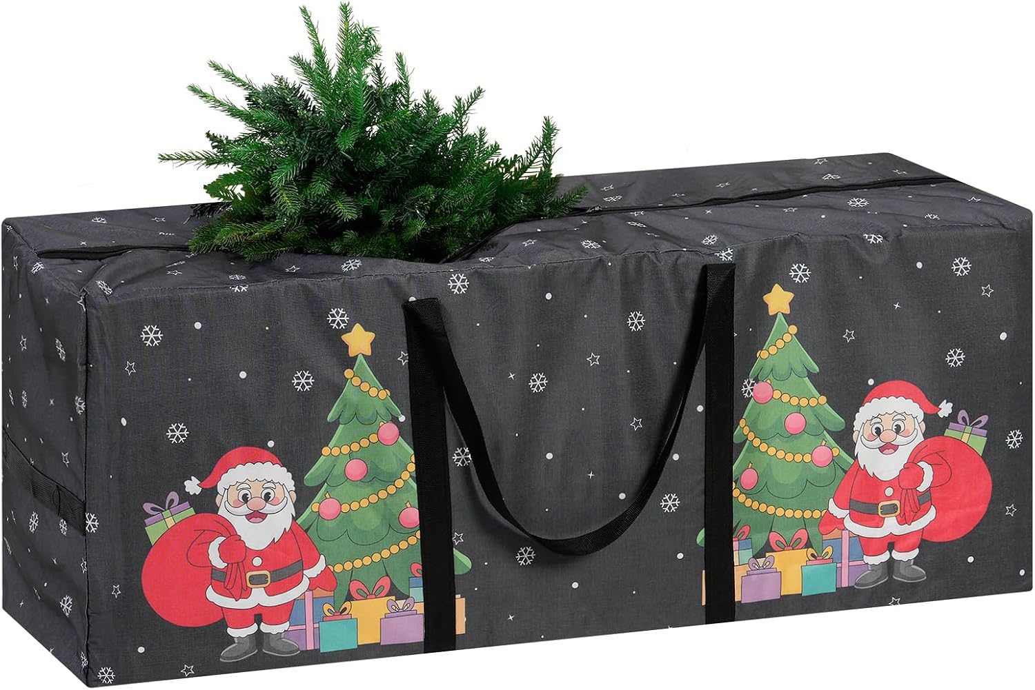 9 Ft Christmas Tree Storage Bag, Waterproof Heavy Duty Oxford, Extra Large Xmas Tree Storage Bag with Handles and Sleek Zipper for Christmas Ornaments Wreath, Black