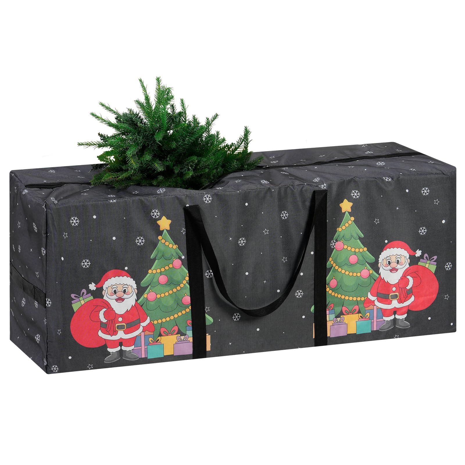 TaoQ C 9 Ft Christmas Tree Storage Bag, Waterproof Heavy Duty Oxford, Large Christmas Tree Bag with Handles and Sleek Zipper for Christmas Wreath Ornaments, Black