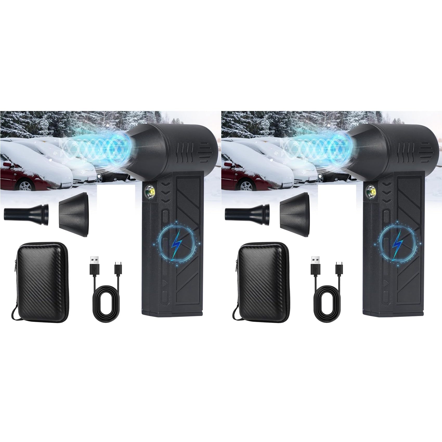 Jnchdghwa As Shown 2X Turbo Blower, Mini Turbo Snow Blower, Handheld Snow Blower,Handheld Small Car Snow Blower, With Led