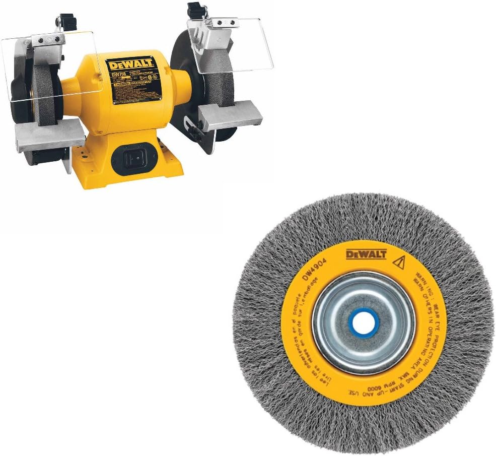DeWalt DW758 HD 8" Bench Grinder & DeWalt DW4906 8" Crimped Bench Wire