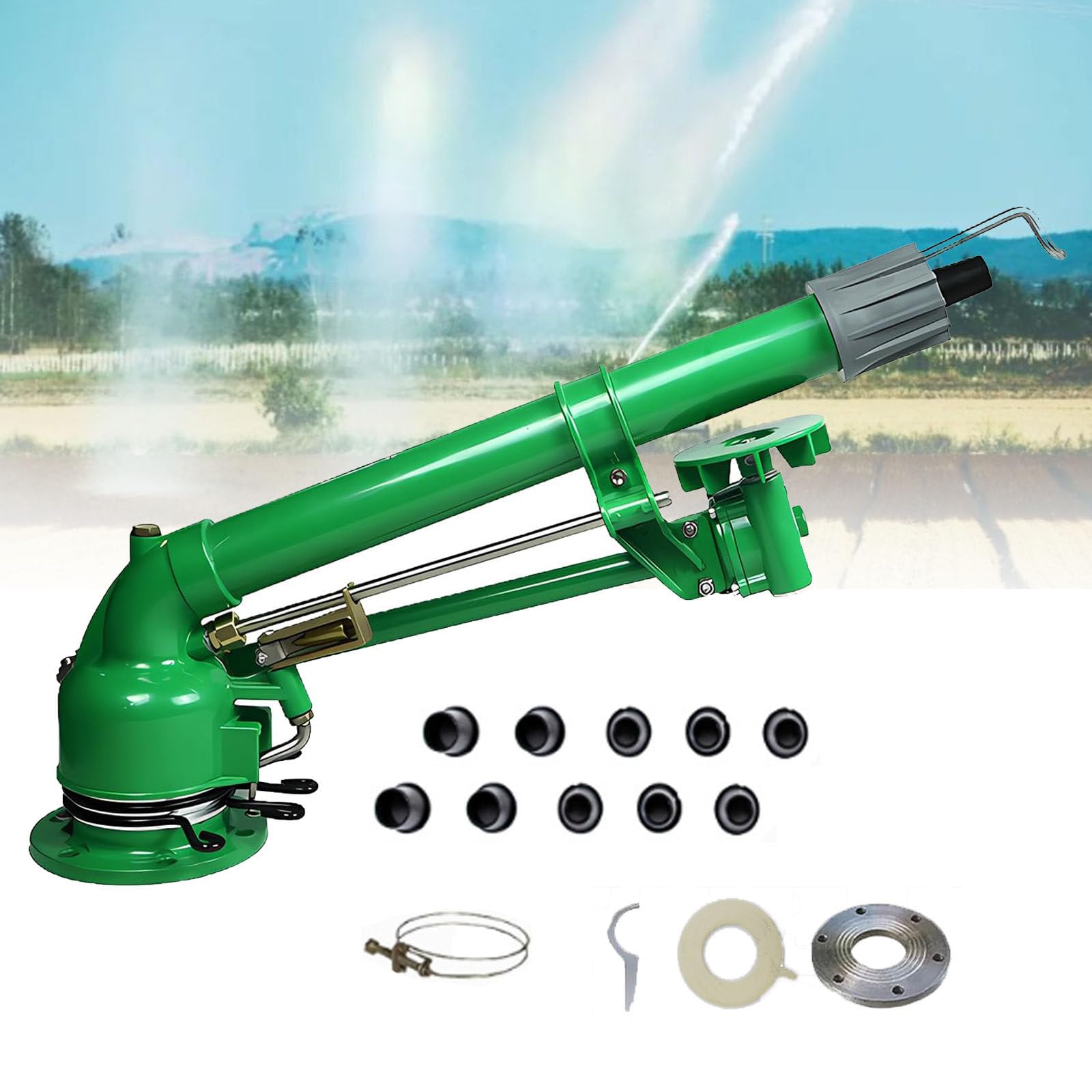 Pistolet Do Podlewania DużYch ObszaróW, 2-Calowy Pistolet Do Zraszaczy Udarowych Do Nawadniania Gospodarstw - 360° Zraszacz Do Podlewania DużYch ObszaróW Do Nawadniania TrawnikóW I OgrodóW