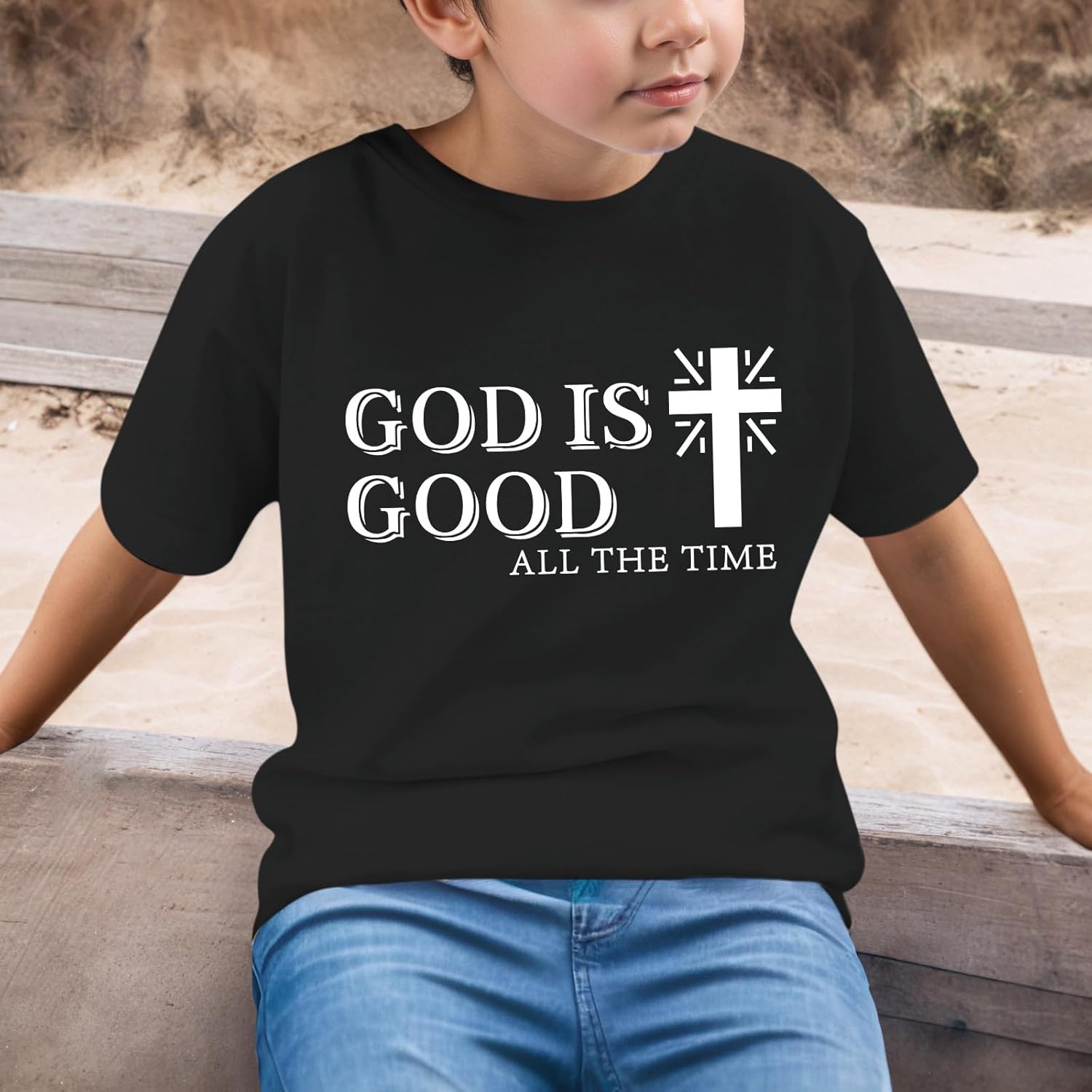 Christian Jesus Cross T Shirts for Boys God is Good Shirt Kids Graphic Tees Bible Verse Religious Faith Cotton Tops - Image 4