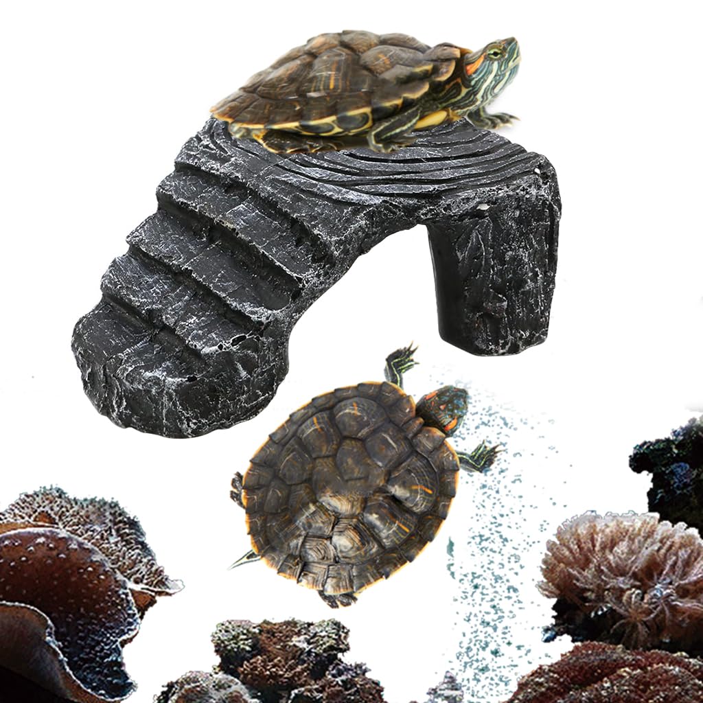 Qpets® Resin Turtle Basking Platform, Stair Design Easy Access with Tree Ring Pattern & Stable Triangle Structure, Ideal for Small Medium Tanks - 13.5x11x5.5cm (B0D4HZL123) Amazon Price History, Amazon Price Tracker