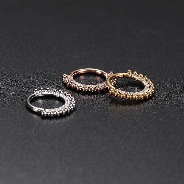 AROWRO 16G Septum & Daith Jewellery - 316L Surgical Steel Septum Rings, Daith Earrings, Nose Rings, Clicker, Rook, Helix, Lobe, Cartilage Piercing Jewellery - 3