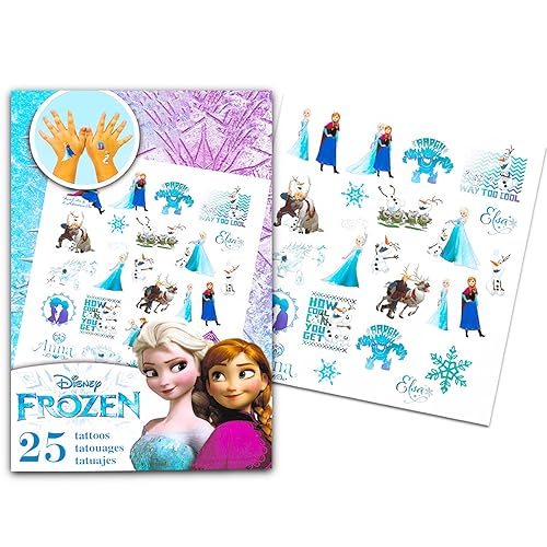 Miniatura 2 de Disney Frozen Tattoos Party Favors Bundle  100 tatuajes temporales congelados en 4 hojas (bolsas de fiesta congeladas para niños)